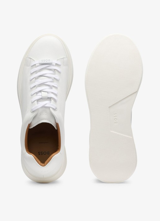 BOSS Bulton Runn sneaker van leer  - detail 3 gebroken wit