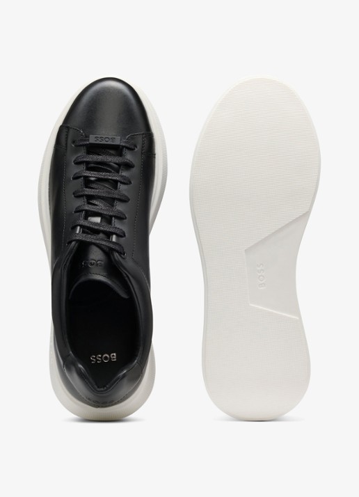 BOSS Bulton Runn sneaker van leer  - detail 2 zwart