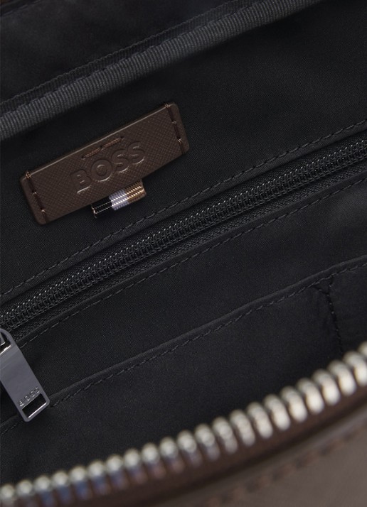 BOSS Businesstas van leer - detail dark brown-209 / bruin