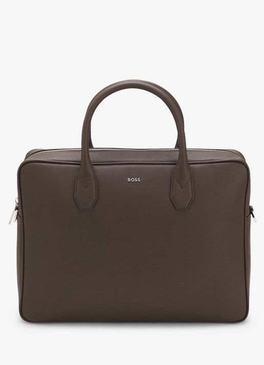 BOSS Businesstas van leer - voorkant 4 dark brown-209 / bruin