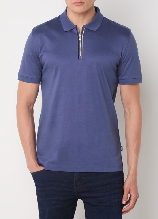 BOSS C-Polston slim fit polo met halve rits - detail 2 blauw