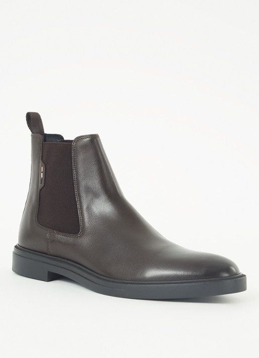 BOSS Calev chelsea boot van leer - voorkant 4 donkerbruin