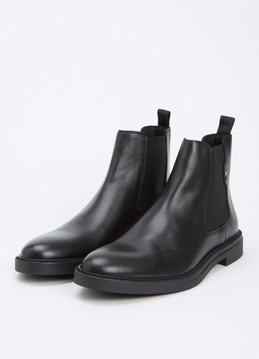 BOSS Calev chelsea boot van leer - detail 2 zwart