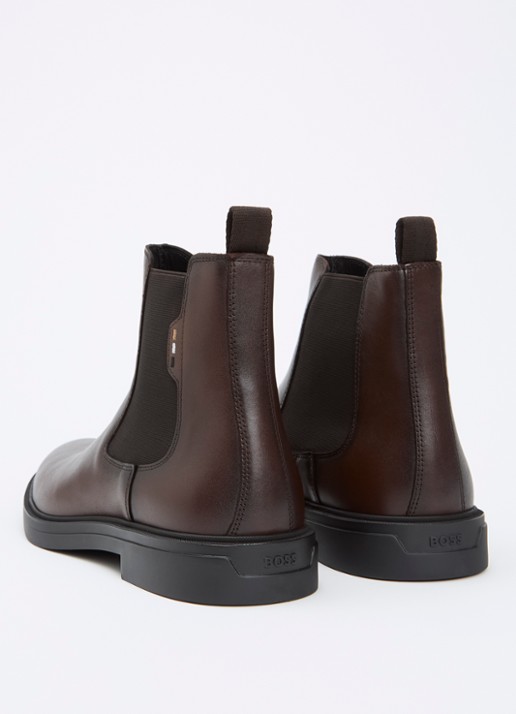 BOSS Calev chelsea boot van leer - achterkant 3 donkerbruin