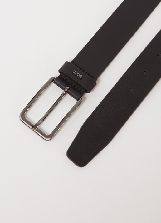 BOSS Calis riem van leer - detail 2 zwart