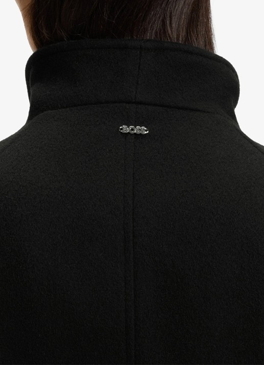 BOSS Cedandy1_IN double-breasted mantel in scheerwolblend met strikceintuur - detail 6 zwart