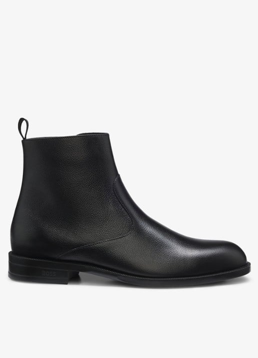 BOSS Chelsea boot van leer  - voorkant zwart