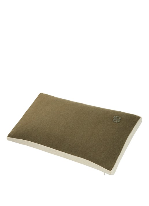BOSS Clayton sierkussenhoes van linnen 31 x 55 cm - achterkant 5 bruin