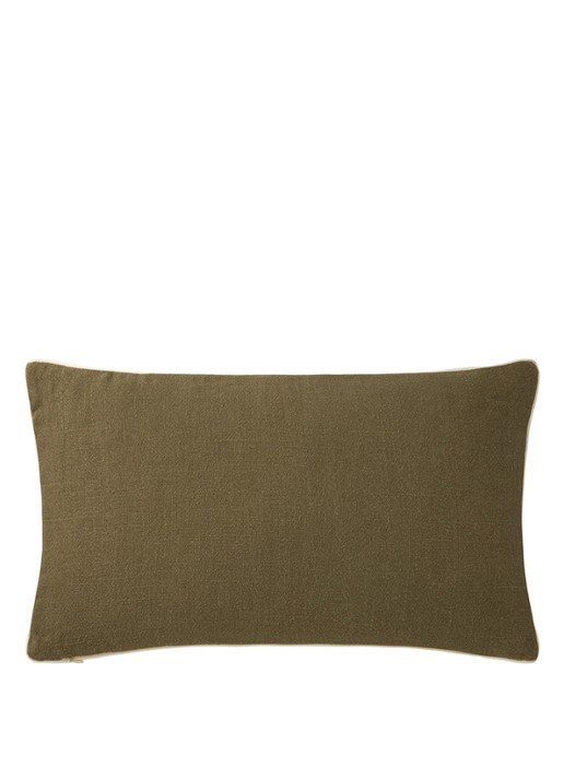 BOSS Clayton sierkussenhoes van linnen 31 x 55 cm - voorkant 2 bruin