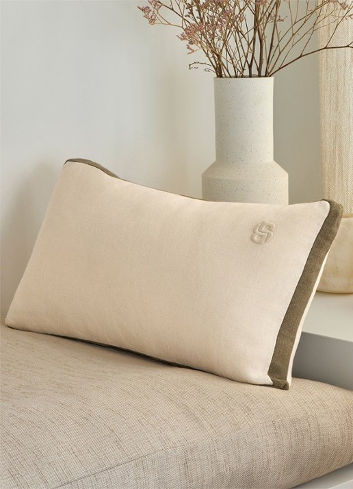 BOSS Clayton sierkussenhoes van linnen 31 x 55 cm - voorkant 4 wit