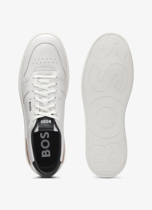 BOSS Clint sneaker van leer met logo - achterkant wit