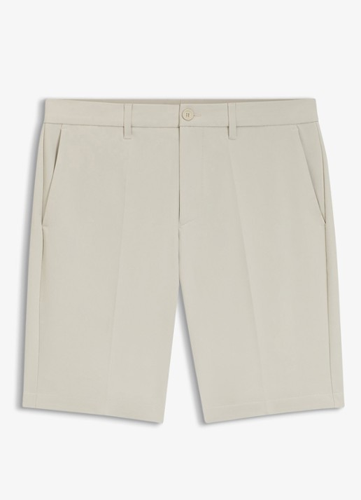 BOSS Commuter loose fit korte broek met steekzakken - voorkant light beige-271 / beige