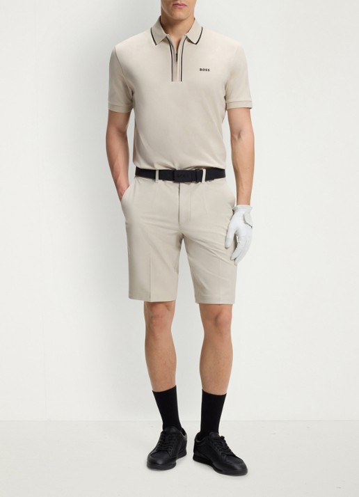 BOSS Commuter loose fit korte broek met steekzakken - voorkant 2 light beige-271 / beige