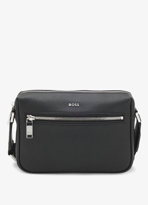 BOSS Crossbodytas met verstelbare schouderriem en logo - voorkant zwart