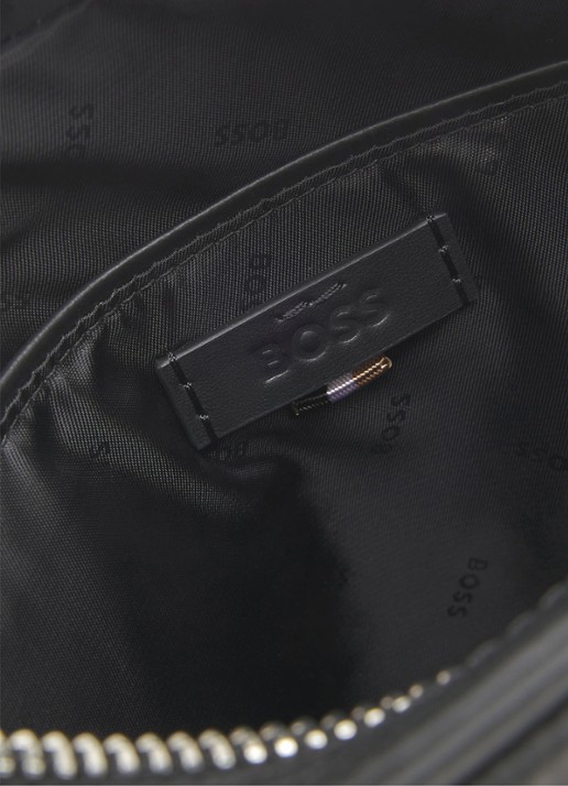 BOSS Crosstown crossbodytas van leer - detail 4 zwart