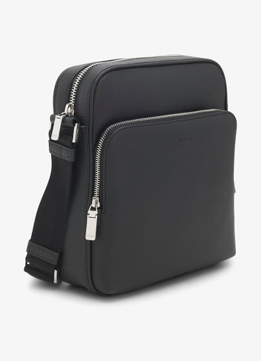 BOSS Crosstown crossbodytas van leer - detail 5 zwart
