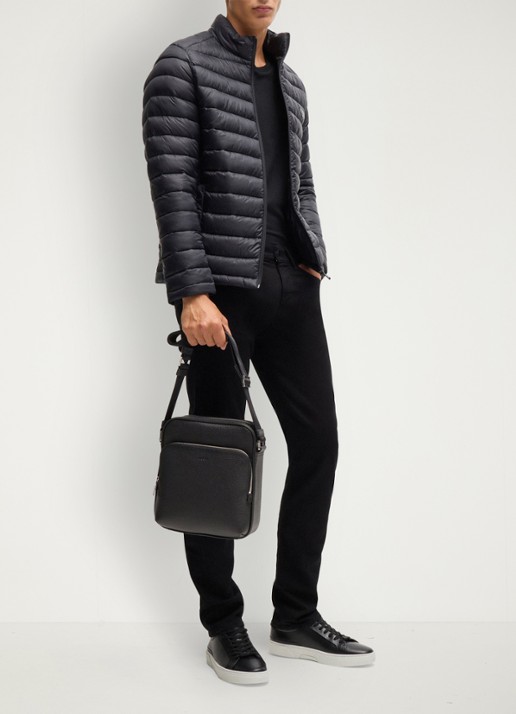 BOSS Crosstown crossbodytas van leer - detail 6 zwart