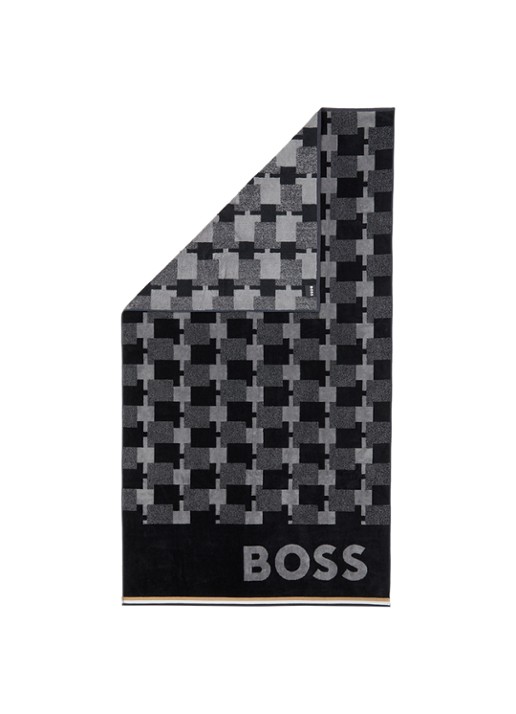 BOSS Cubo strandlaken - 90 x 160 cm - voorkant 2 zwart