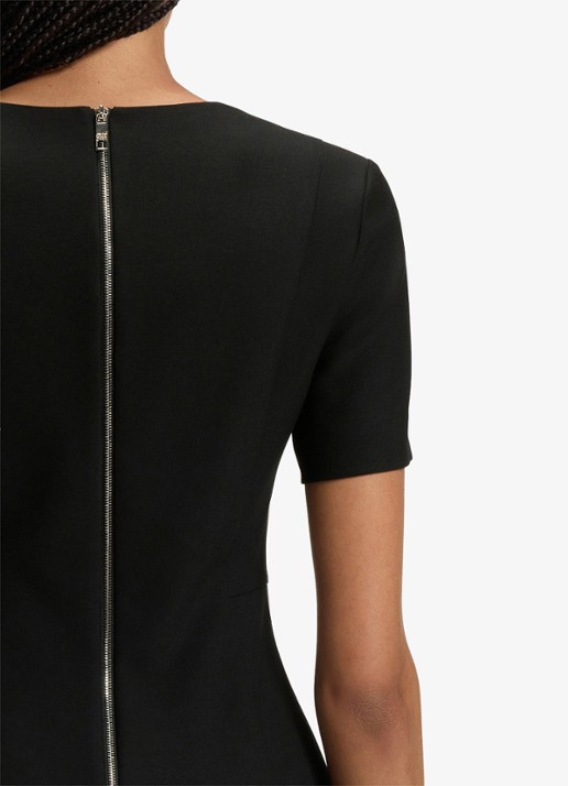 BOSS Damaisa midi jurk met V-hals - detail 3 zwart