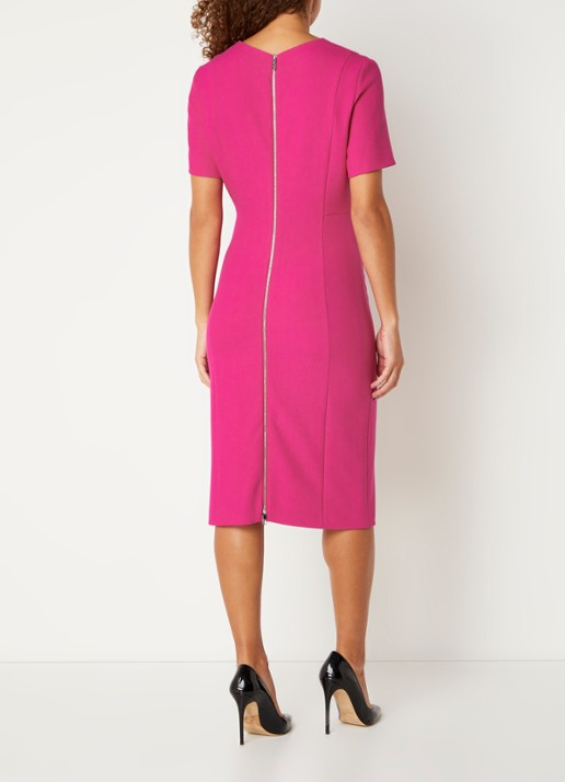 BOSS Damaisa mini jurk met V-hals  - achterkant 2 fuchsia