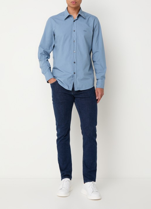 BOSS Delaware slim fit jeans met donkere wassing - voorkant 5 indigo