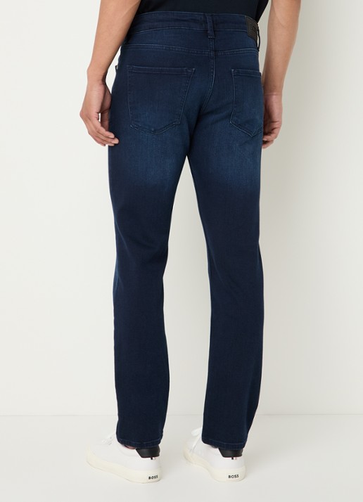 BOSS Delaware slim fit jeans met donkere wassing - achterkant indigo