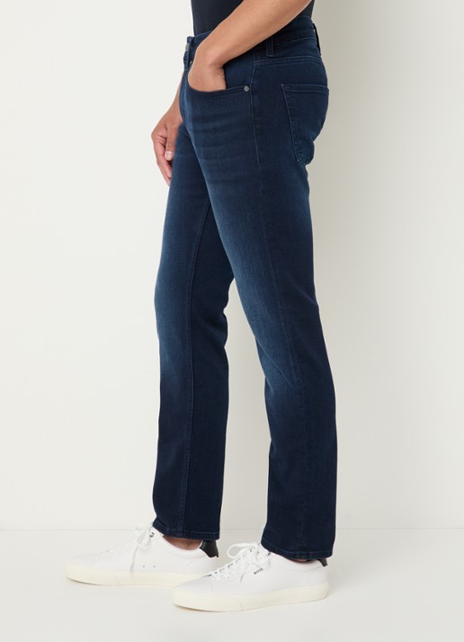 BOSS Delaware slim fit jeans met donkere wassing - detail 5 indigo
