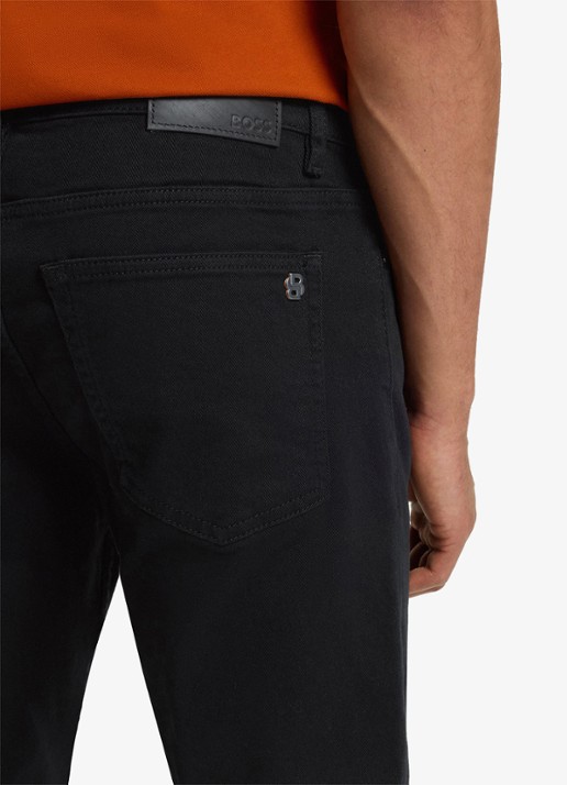 BOSS Delaware slim fit jeans met gekleurde wassing - detail 4 zwart