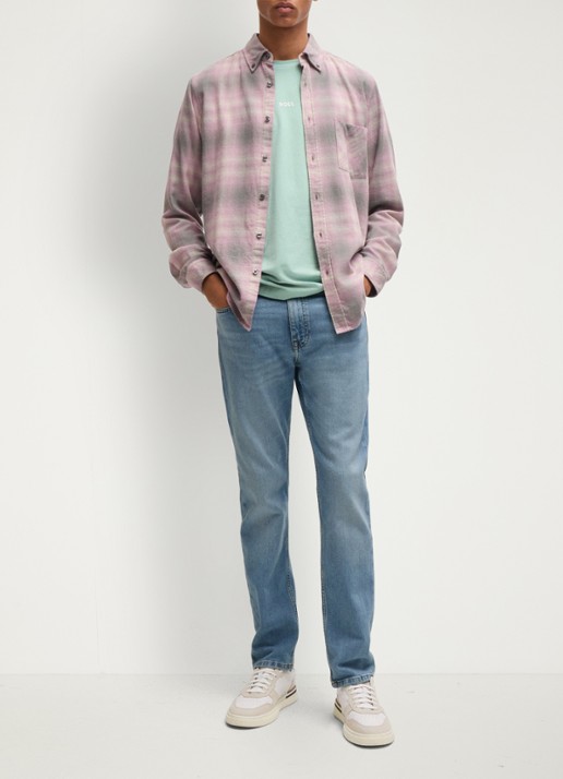 BOSS Delaware slim fit jeans met lichte wassing - voorkant 2 indigo