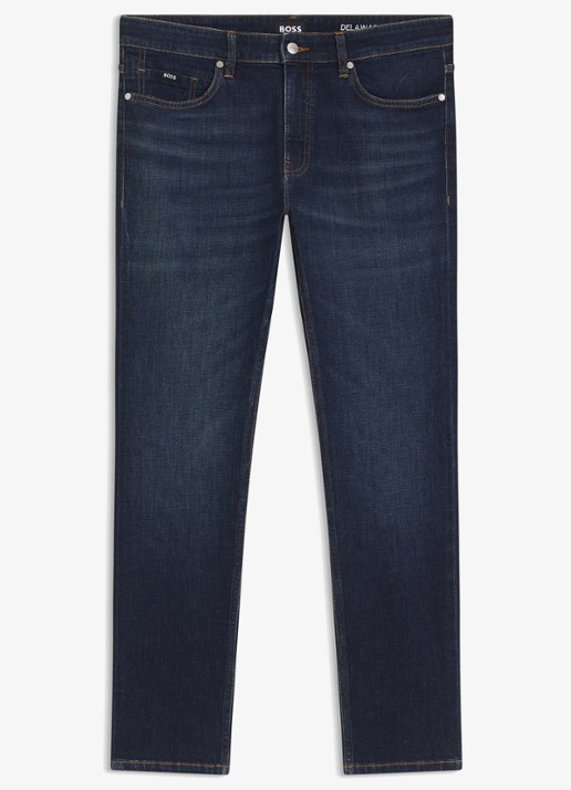 BOSS Delaware slim fit jeans met steekzakken - voorkant indigo