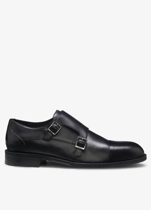 BOSS Derby schoen van leer - voorkant 4 zwart