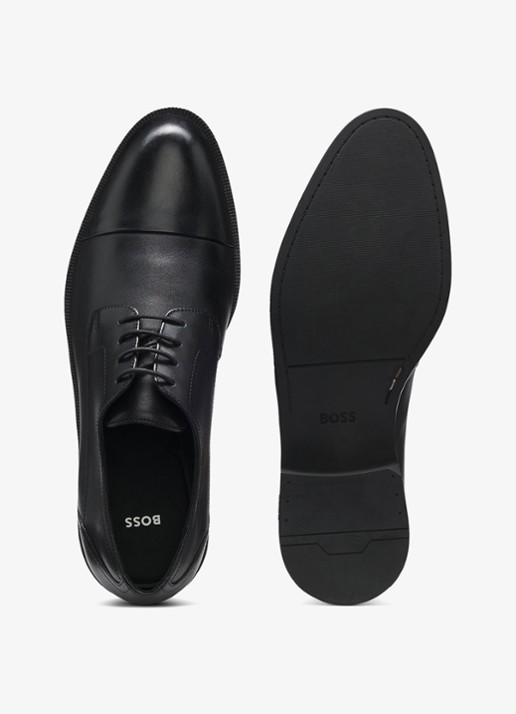 BOSS Derby veterschoen van leer - voorkant 3 zwart