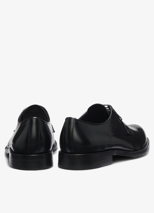 BOSS Derbyschoenen van brush-off leer met logo in reliëf - detail 3 zwart