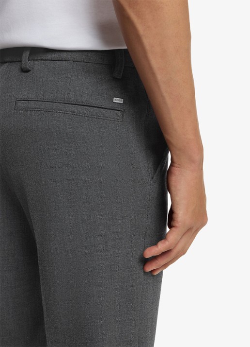 BOSS Dobby straight fit chino - detail 2 zwart