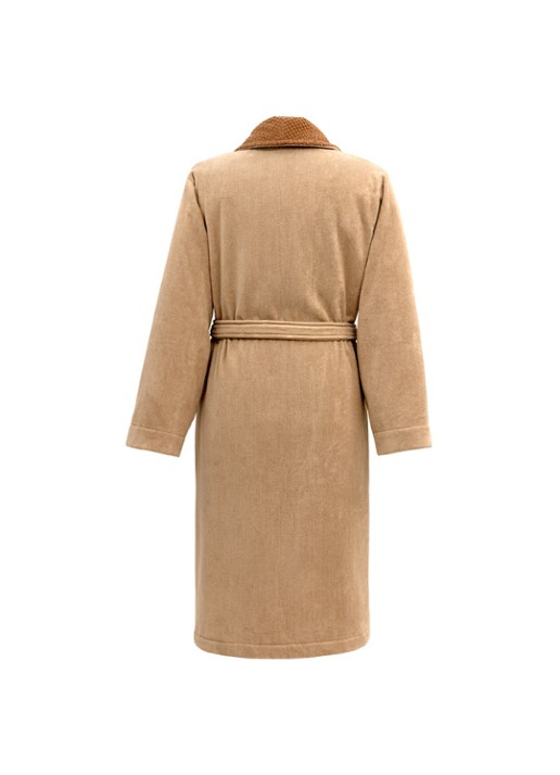 BOSS Double B badjas met logoborduring - unisex - achterkant beige