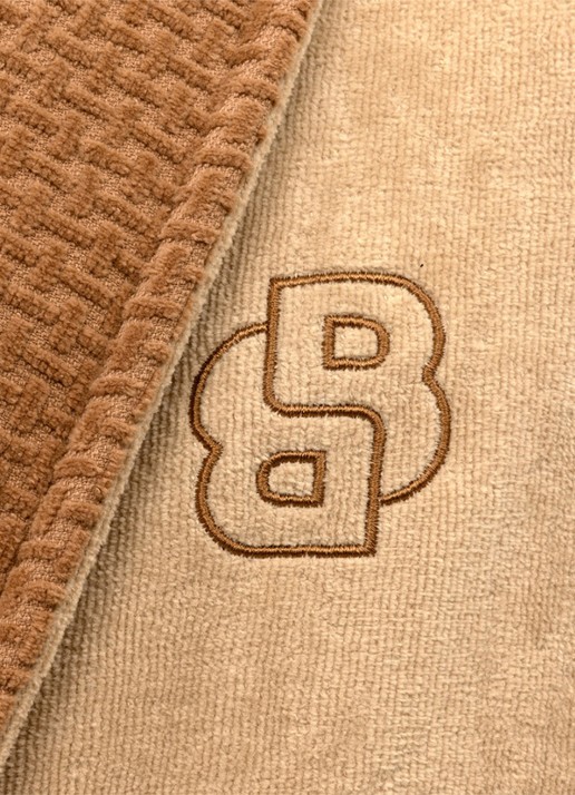 BOSS Double B badjas met logoborduring - unisex - detail 3 beige