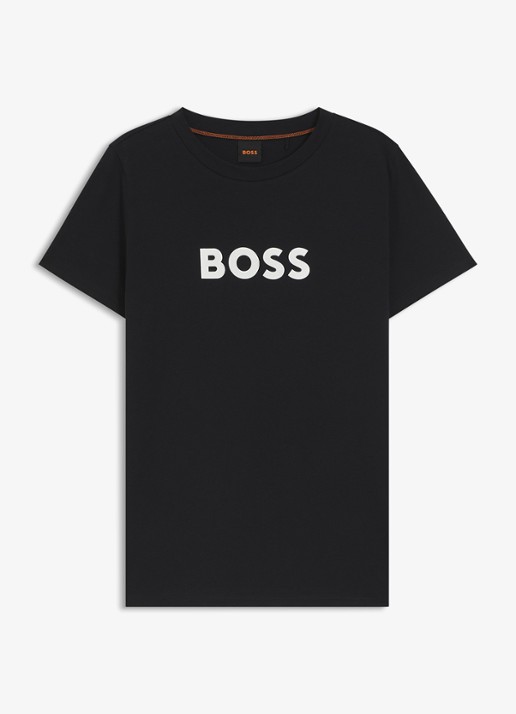 BOSS Elogo T-shirt met logo - voorkant 2 zwart