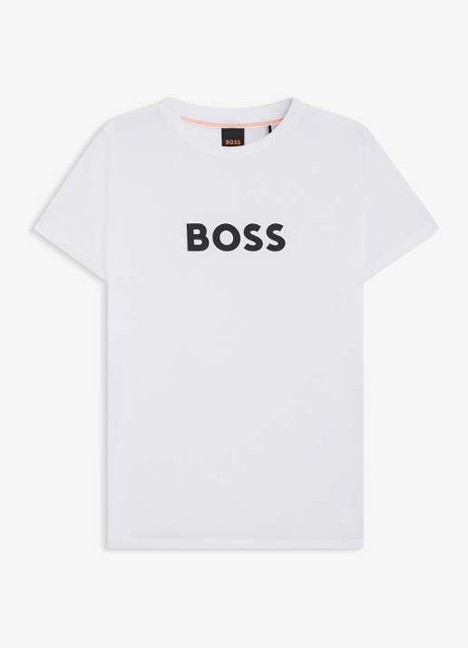 BOSS Elogo T-shirt met logo - voorkant 2 wit