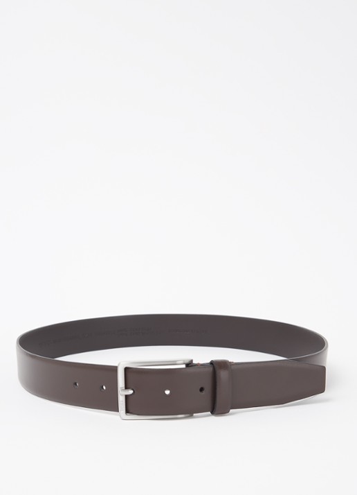 BOSS Erman-L riem van leer  - voorkant 3 donkerbruin