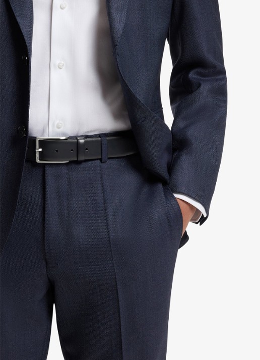 BOSS Erman-L riem van leer  - detail donkerblauw