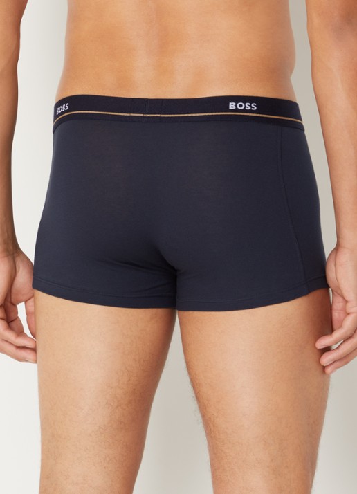 BOSS Essential boxershorts met logoband in 5-pack - achterkant donkerblauw