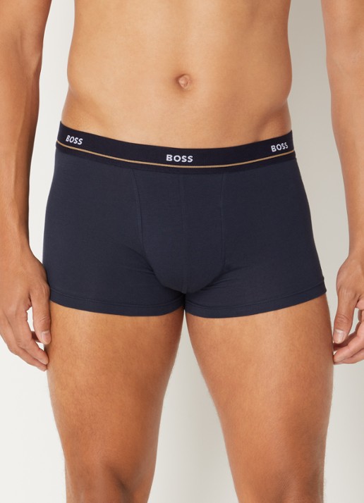 BOSS Essential boxershorts met logoband in 5-pack - detail 3 donkerblauw