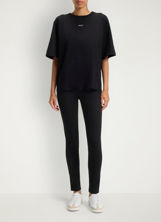 BOSS Estretch high waist slim fit pantalon met stretch  - voorkant 5 zwart