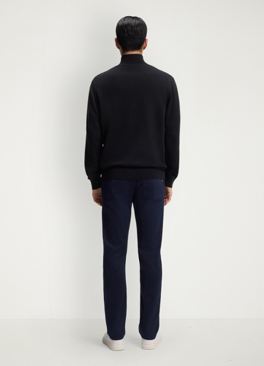 BOSS Fijngebreid vest met logo - achterkant donkerblauw