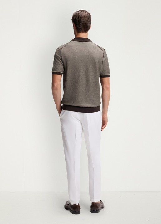 BOSS Fijngebreide polo met polokraag - achterkant 3 dark brown-207 / bruin