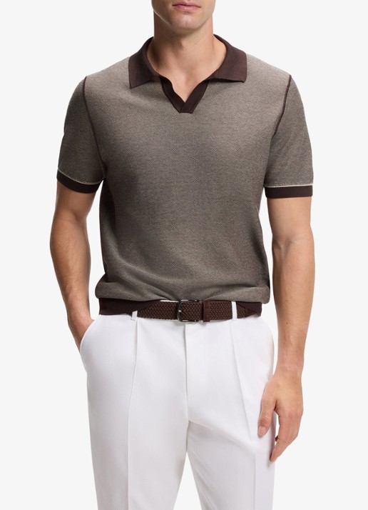 BOSS Fijngebreide polo met polokraag