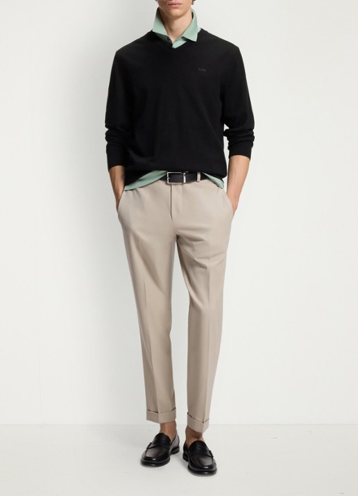 BOSS Fijngebreide pullover met logo - voorkant 4 black-001 / zwart