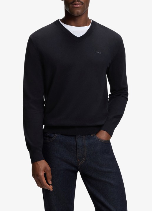 BOSS Fijngebreide pullover met logo
