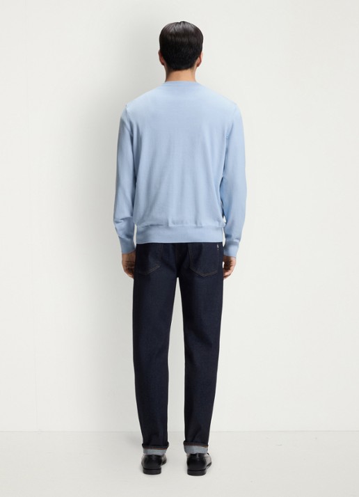 BOSS Fijngebreide pullover met logo - achterkant 3 lichtblauw