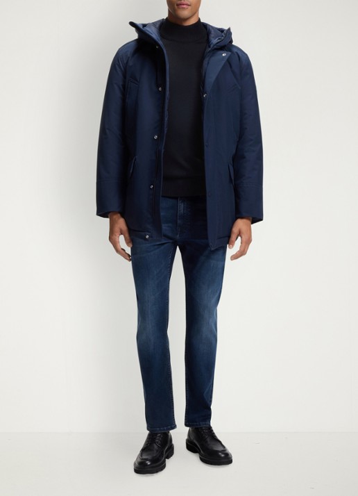 BOSS Fijngebreide trui met col - voorkant 5 blauw